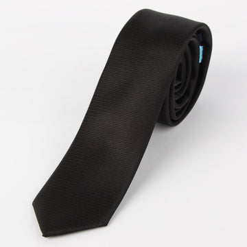 James Adelin Mens Silk Skinny Neck Tie in Black Twill Weave