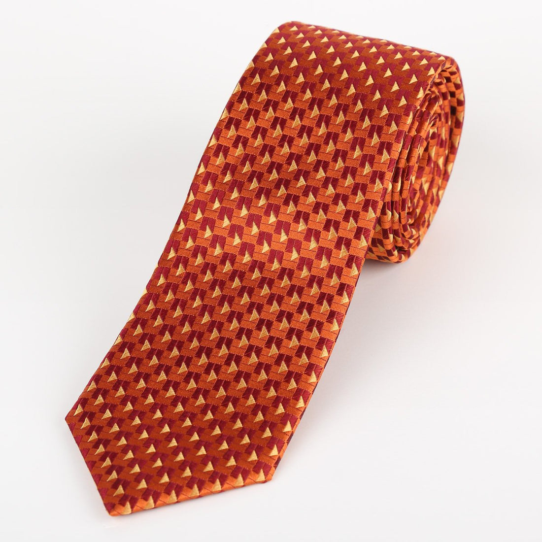 James Adelin Mens Silk Neck Tie in Orange Geometric