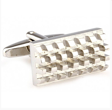 James Adelin Silver Rectangle Concave Convex Cuff Links