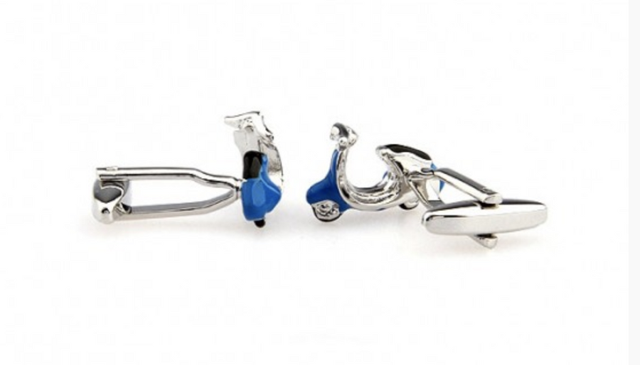 James Adelin Silver and Blue Vespa Cuff Links