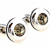 James Adelin Silver and Grey Round Crystal Cuff Links