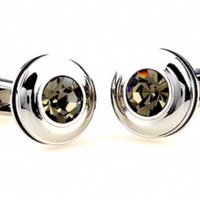 James Adelin Silver and Grey Round Crystal Cuff Links