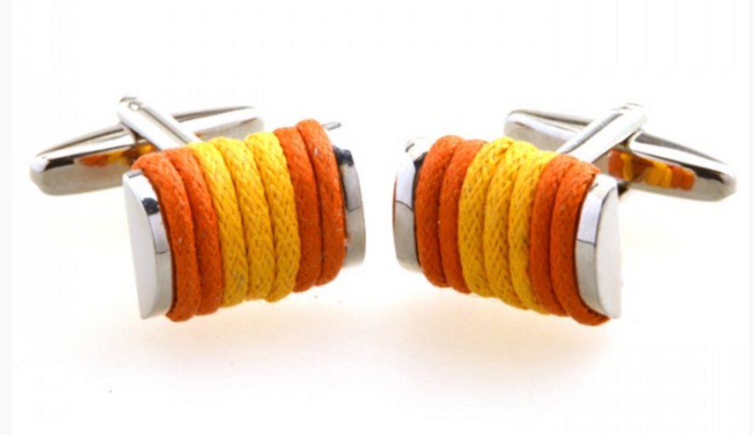 James Adelin Silver, Orange and Gold Roped Cuff Links