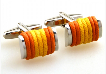 James Adelin Silver, Orange and Gold Roped Cuff Links
