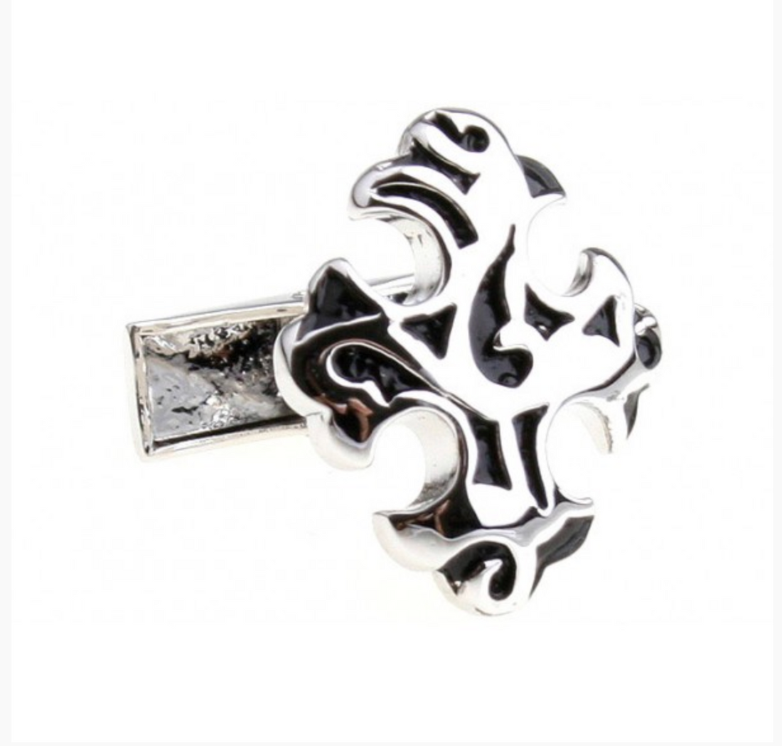 James Adelin Silver and Black Antique Cross Cuff Links