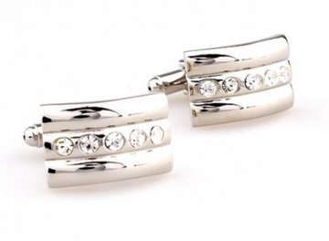 James Adelin Silver Crystal Curved Cuff Links