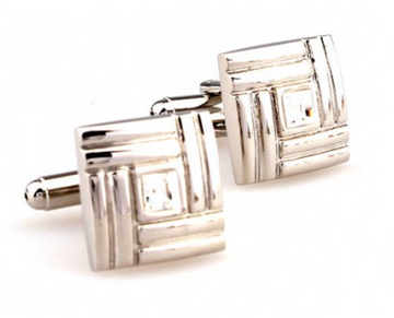 James Adelin Silver Geometric Crystal Square Cuff Links