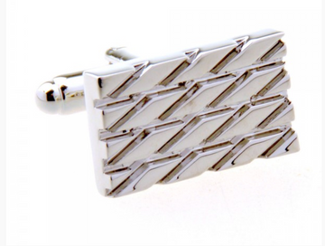James Adelin Silver Rectangle Grid Cuff Links