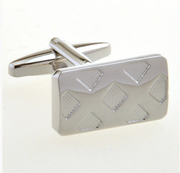 James Adelin Silver Double X Check Cuff Links