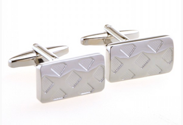 James Adelin Silver Double X Check Cuff Links