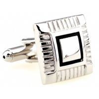 James Adelin Silver and Black Framed Square Cuff Links