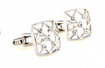 James Adelin Silver Crystal Hollow Cuff Links