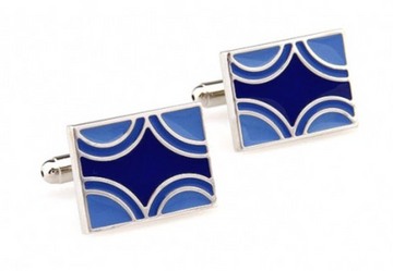 James Adelin Silver and Blue Rectangle Cuff Links