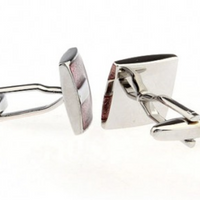 James Adelin Silver Coral Square Enamel Cuff Links