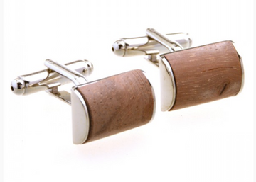 James Adelin Silver and Brown Curved Cuff Links