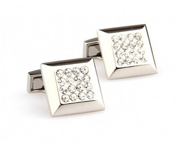 James Adelin Silver Crystal Square Cuff Links