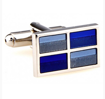 James Adelin Silver and Blue Rectangle Cuff Links