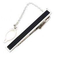 james adelin silver tie clip with black square block inside