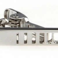 silver mens tie clip with cut out ladder design a small 2.5cm long