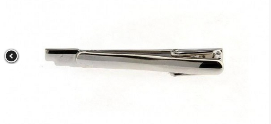 mens silver tie clip with square detail