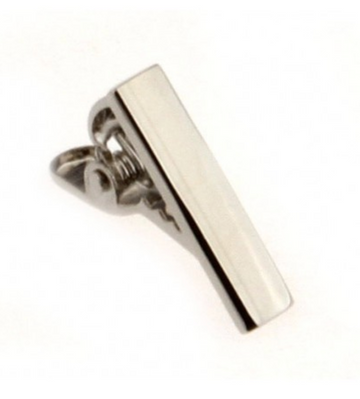 mens silver block tie clip 