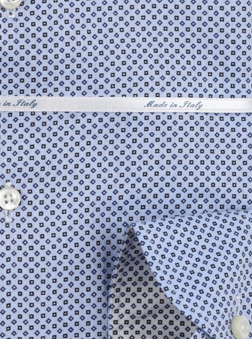 James Adelin Mens Long Sleeve Italian Shirt in Sky Geometric Texture