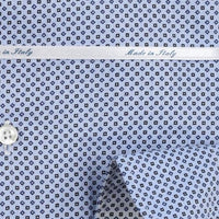 James Adelin Mens Long Sleeve Italian Shirt in Sky Geometric Texture