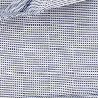 a close up of the mens blue and grey business shirt 